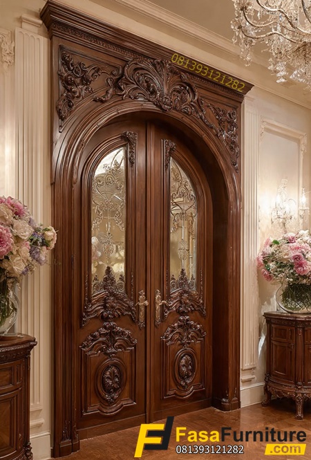 Model Pintu Lengkung Kaca Inlay Terbaru