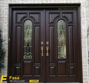 Pintu Rumah Minimalis Elegan Motif Kaca Patri