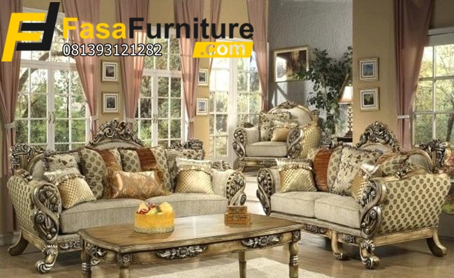 Desain Set Kursi Tamu Sofa Royal Ukiran Klasik