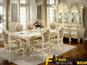 Set Meja Makan Klasik Ukiran Eropa