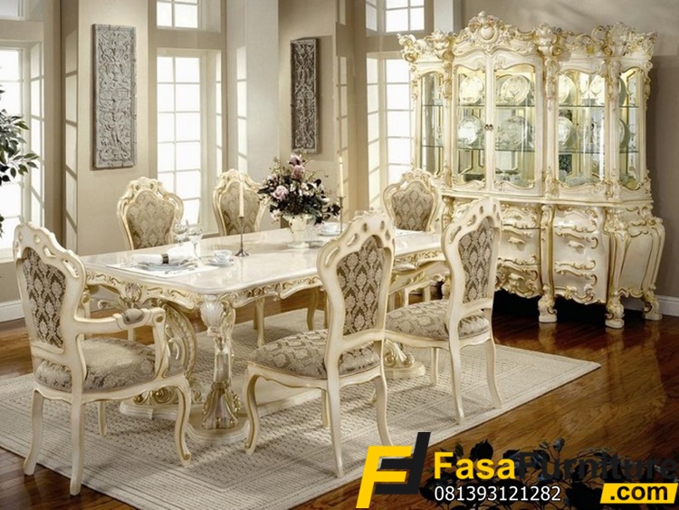 Set Meja Makan Klasik Ukiran Eropa