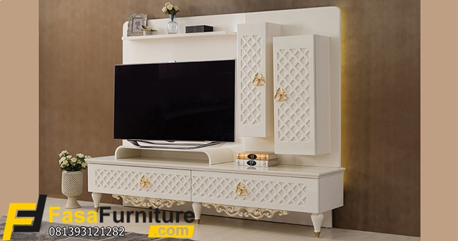 Bufet TV Model Eropa Warna Putih