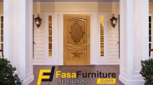 Daun Pintu Utama Kayu Jati Modern