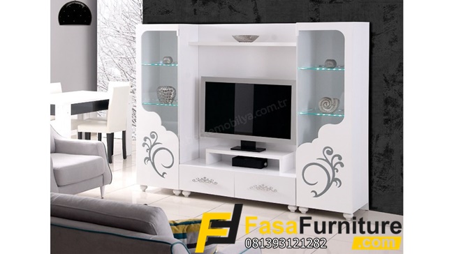 Desain Bufet TV Putih Elegan