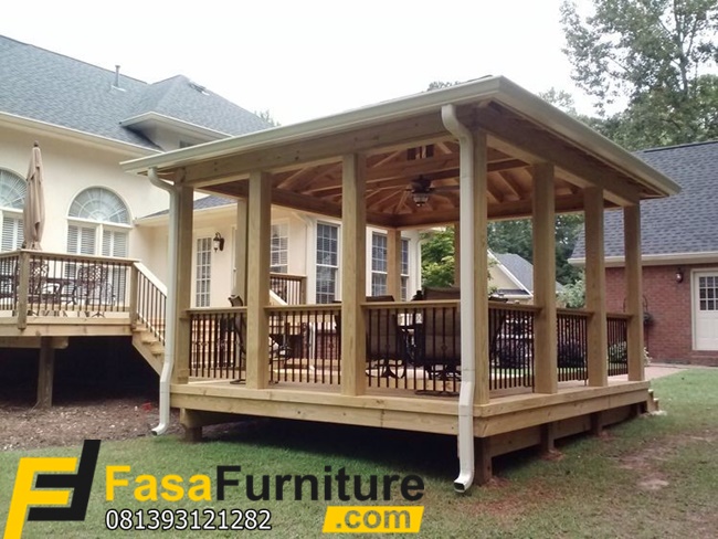 Desain Gazebo Kayu Jati Klasik