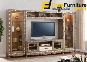 Desain Lemari TV Ukiran Klasik Mewah