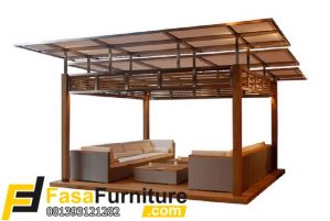 Gazebo Minimalis Kayu Jati Mewah