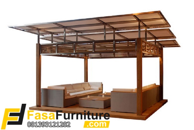 Gazebo Minimalis Kayu Jati Mewah