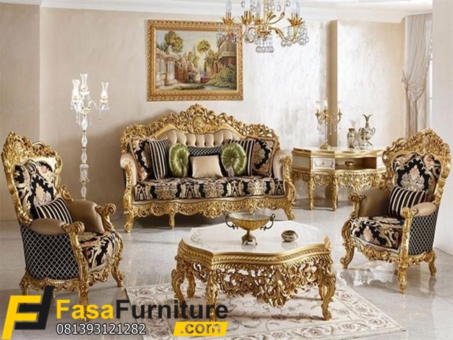 Kursi Tamu Sofa Mewah Model Ukiran Klasik