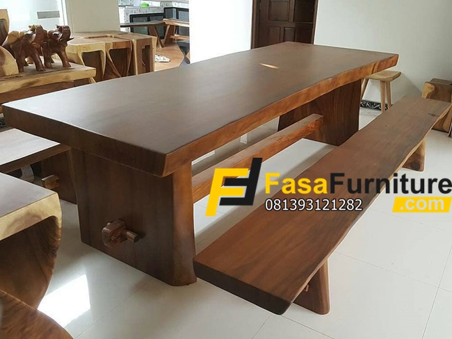 Desain Meja Bangku Kayu Trembesi