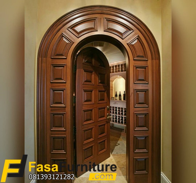 Pintu jati Jepara Model Lengkung Minimalis