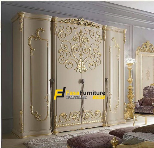 Desain Lemari Pakaian 4 Pintu Ukir Masufana Mewah