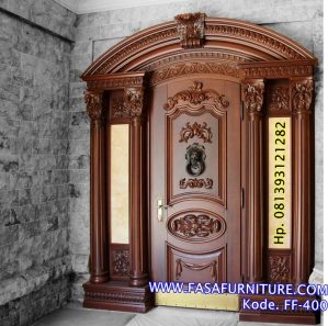 Pintu Single Lengkung Ukiran Klasik Kayu Jati