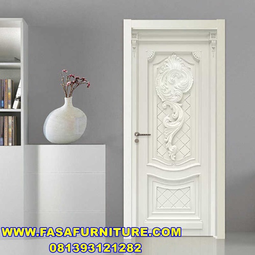 Pintu Kamar Tidur Ukir Warna Putih Elegan