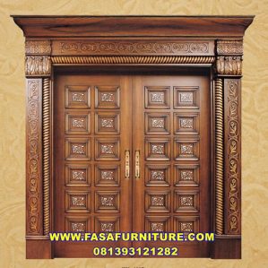 Pintu Rumah Ukir Kayu Jati Model Kupu Tarung