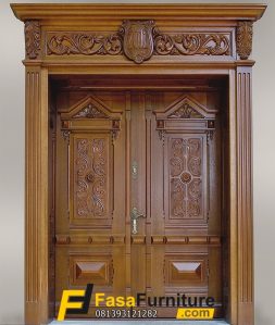 Set Pintu Utama Ukir Kayu Jati Elegan