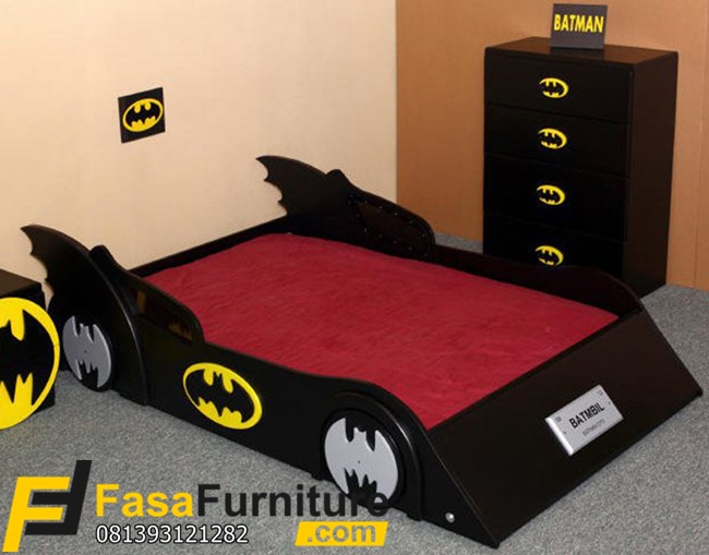 Tempat Tidur Anak Mobil Batman Warna Hitam