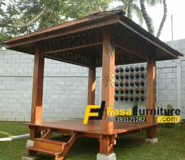 Gazebo Murah Kayu Jati Tiang Ukir
