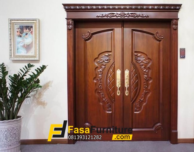Pintu Ukir Kayu Jati Model Kupu Tarung Klasik Eropa
