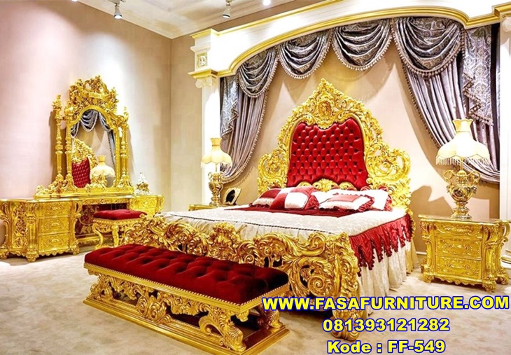 Tempat Tidur Mewah Gold Ukiran Cantik