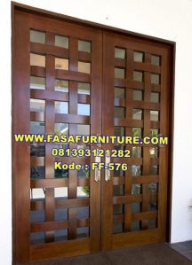 Model Pintu Jati Minimalis Anyaman Bambu