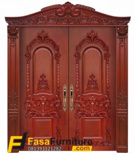 Pintu Double Kayu Jati Motif Ukiran Klasik