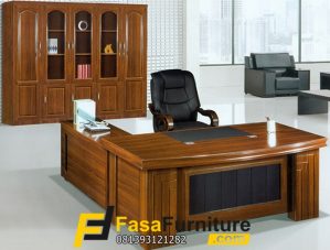 Set Meja Kantor Bos Dermawan Minimalis Jati
