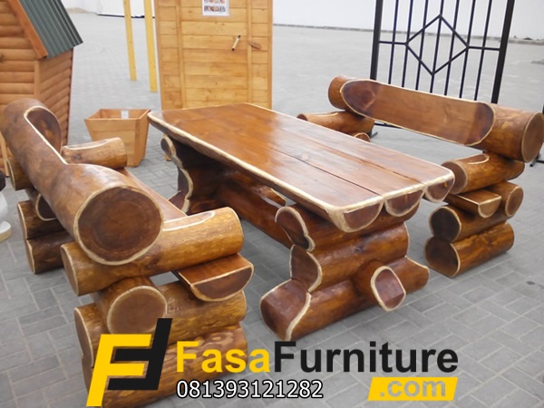 Jual Set Meja Makan Atau Meja Cafe Kayu Balokan Bulat