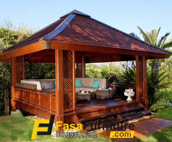 Gazebo Kayu Jati Ukuran Jumbo Modern