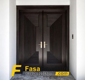 Model Pintu Utama Motif Piramid 3D Kayu Jati