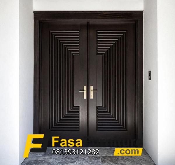 Model Pintu Utama Motif Piramid 3D Kayu Jati