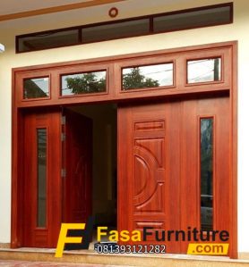 Pintu Double Minimalis Jati Jendela Boven Kaca