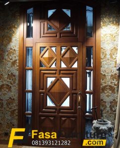 Pintu Utama Minimalis Kayu Jati Model Diamond