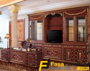 Set Meja Kerja Pimpinan Kantor Kayu Jati Ukiran
