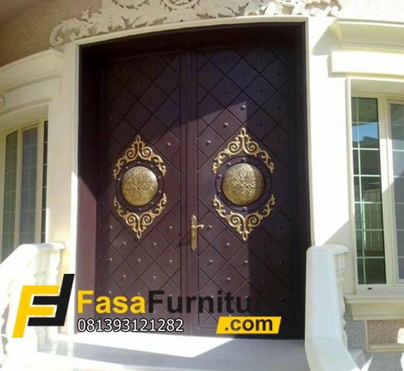 Set Pintu Utama Double Klasik Ukir Gold Mewah
