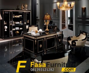 Meja Kantor Gubernur Klasik Ukiran Gold Mewah