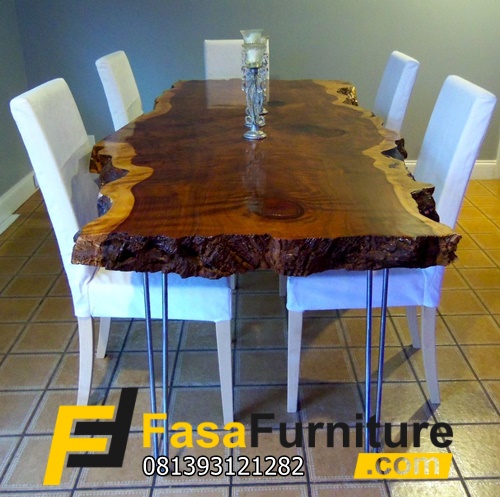 Contoh Meja Kayu Trembesi Tebal 8 cm