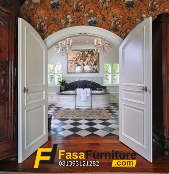Pintu Double Lengkung Minimalis Putih Modern