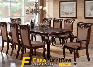 Meja Makan Kayu Jati 8 Kursi Minimalis