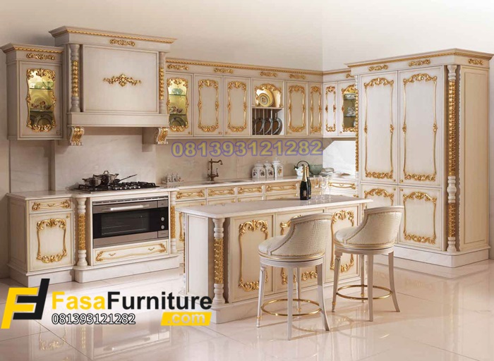 Kitchen Set Klasik Ukiran Gold Mewah