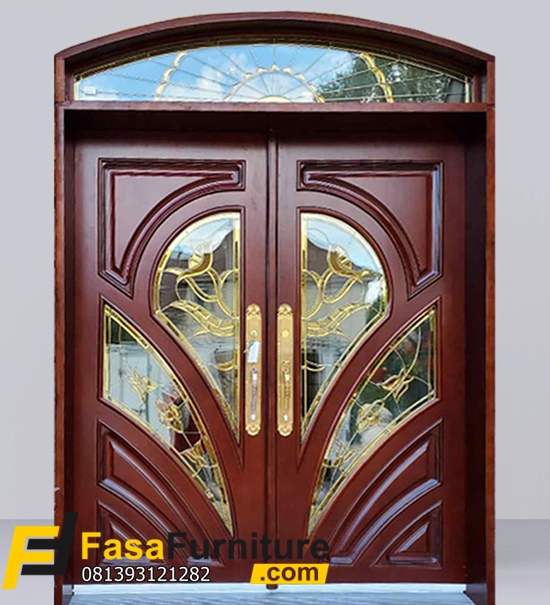 Pintu Depan Minimalis Kaca Patri Jepara Modern