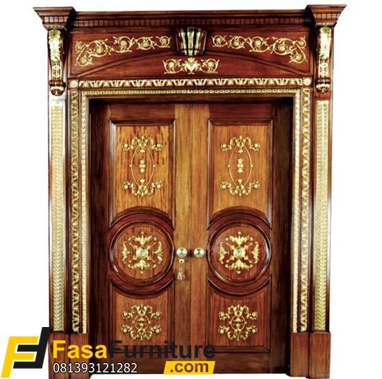 Set Pintu Depan Klasik Ukiran Gold