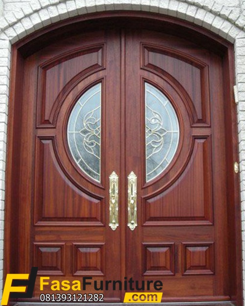 Pintu Utama Lengkung Model Kaca Patri Tengah Mewah