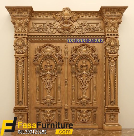 Model Pintu Utama Mewah Ukiran Timbul Klasik
