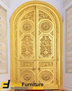 Model Pintu Utama Lengkung Ukiran Gold Mewah