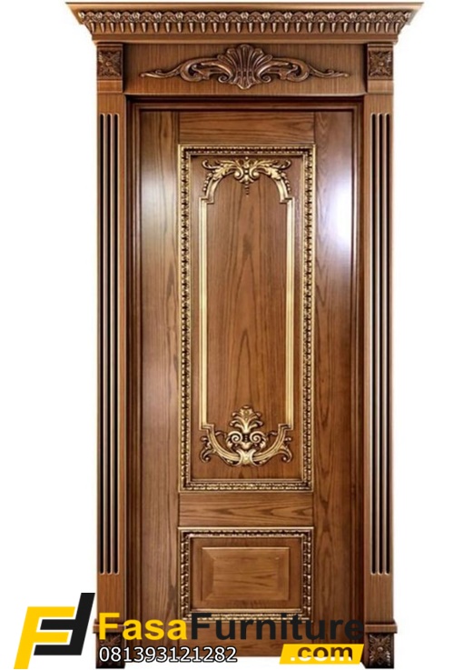 Pintu Kamar Kayu Jati Ukiran Gold Mewah
