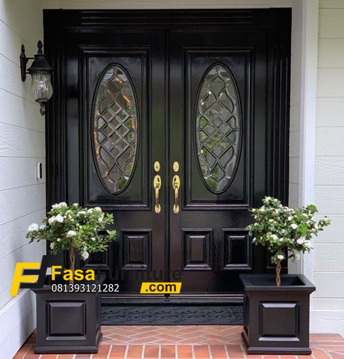 Pintu Rumah Utama Kaca Patri Terbaru