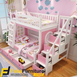 Tempat Tidur Tingkat Tangga Laci 2 Kasur