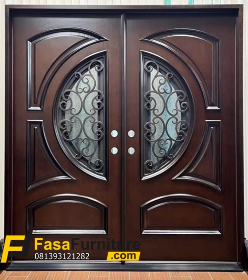 Pintu Rumah Terbaru Model Kaca Tralis Tengah