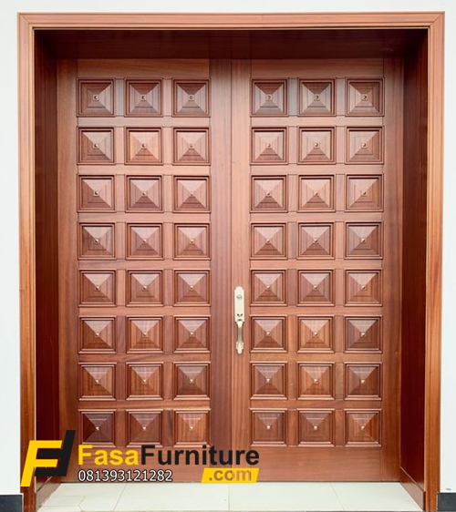 Pintu Rumah Model Kotak Profilan List Kayu Jati